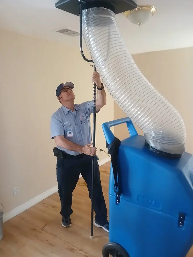 Mini Split Installation technician using HEPA equipment in Highland Park